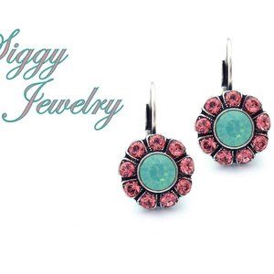 Swarovski Crystal Flower Earrings, Opal and Peach